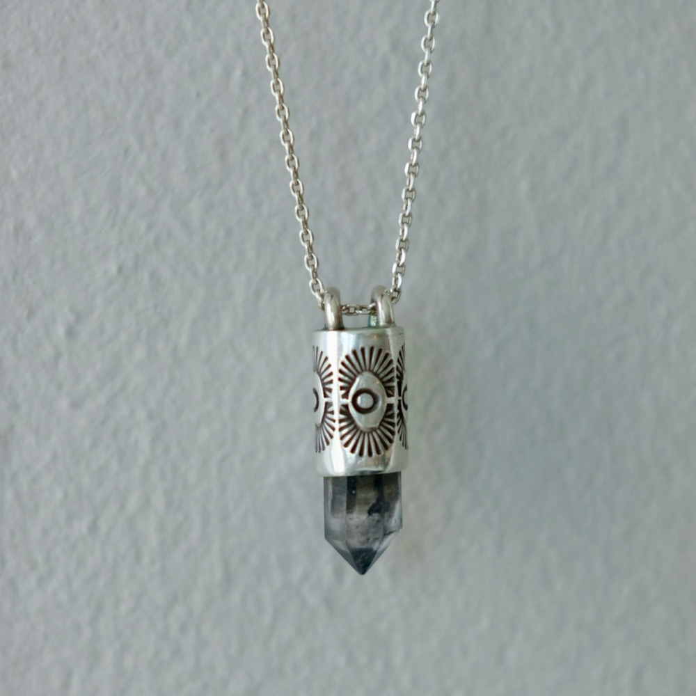 Numi Olive Tibetan Quartz Tumbleweed Talisman 925 Silver